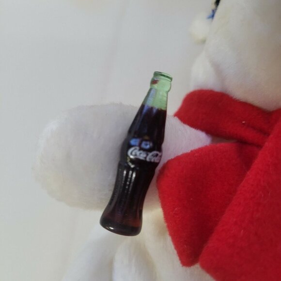 3 pc Vintage Coca Cola Papa Polar Bear Plush 6" 1998 w/ 2 Cubs Coke Bottles - Picture 9 of 12